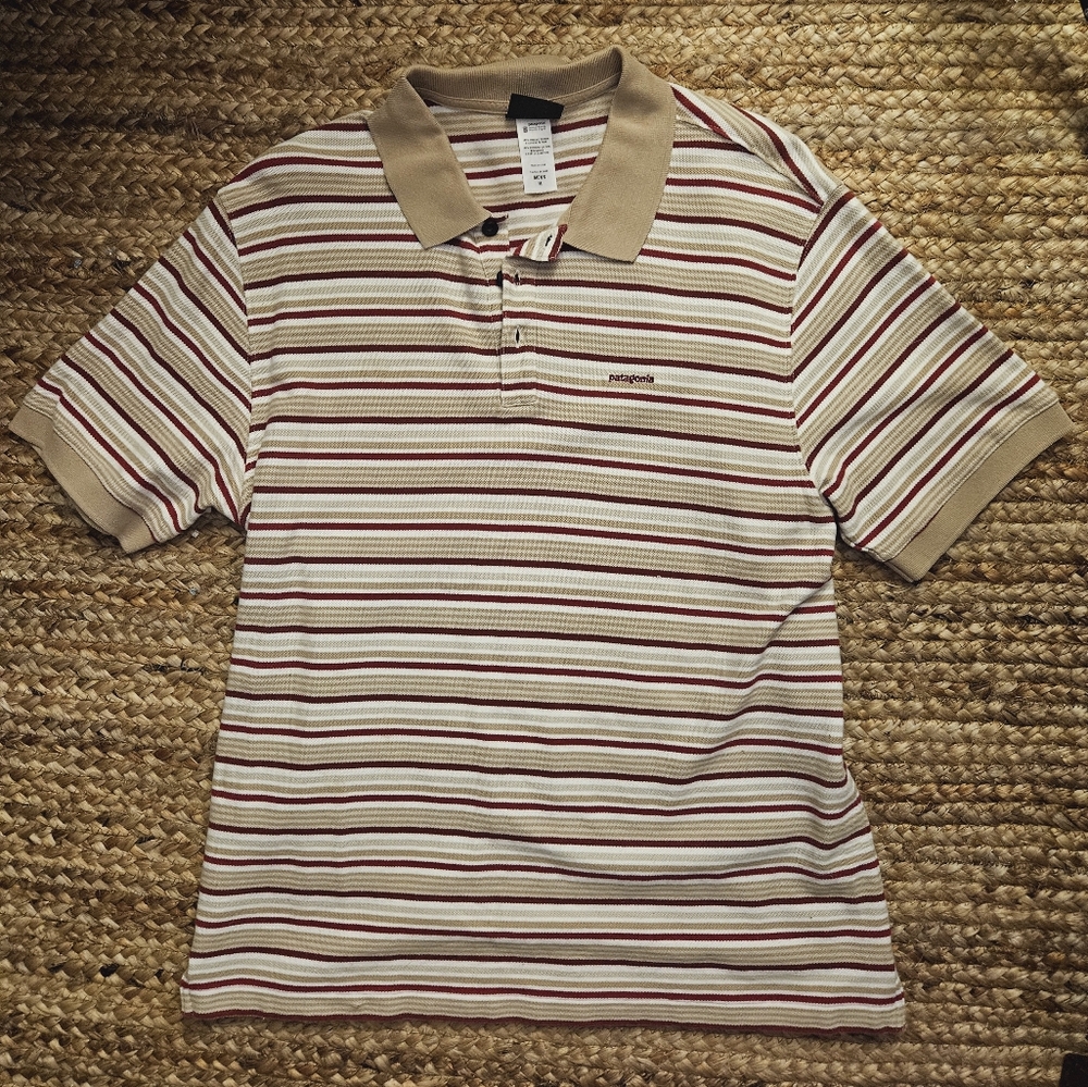 Patagonia Striped Polo Men's size M organic cotton pre-loved like new